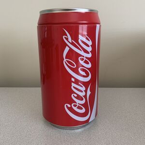Coca Cola Can Shaped Coin Bank Red w Removable Lid